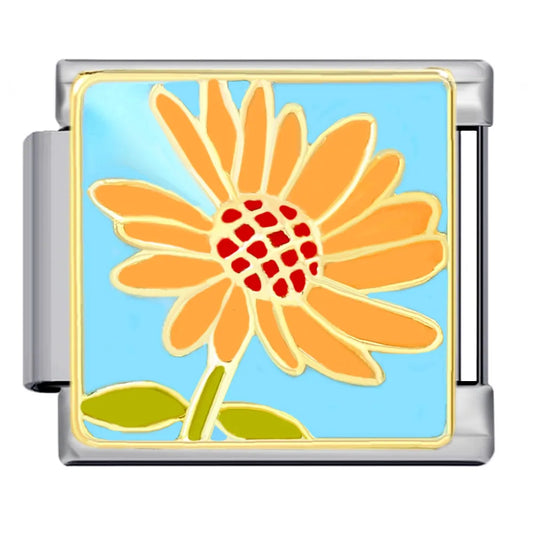 Charm plateado margarita amarilla