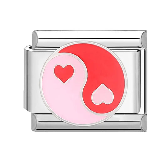 Charm plateado ying yang rosa