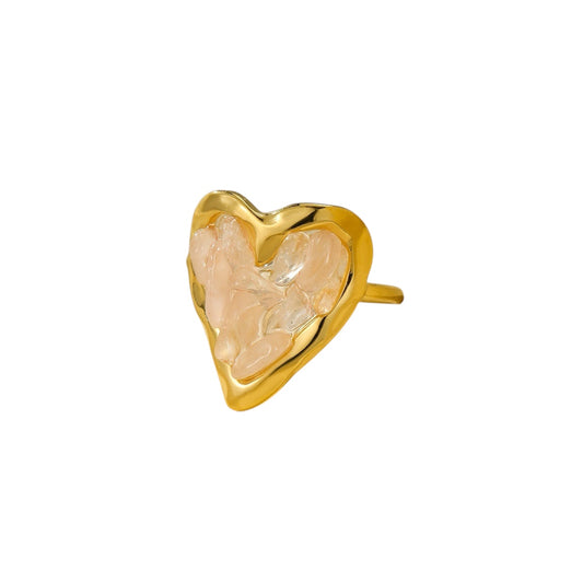 Anillo corazon cuarzo rosa