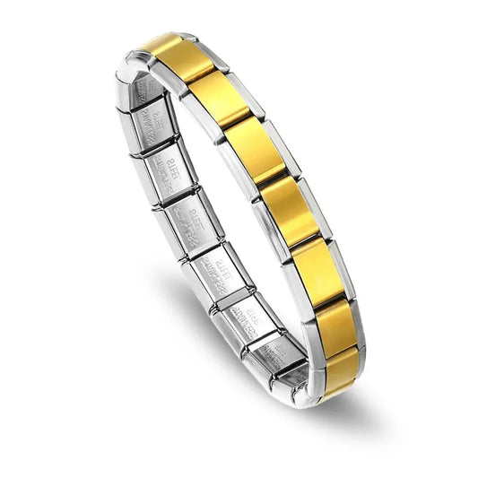 Pulsera italiana mix dorada con orilla plateada