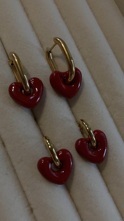 Arracadas Corazon Rojo