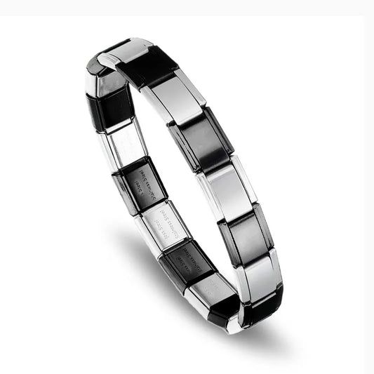 Pulsera italiana mix plateado con negro