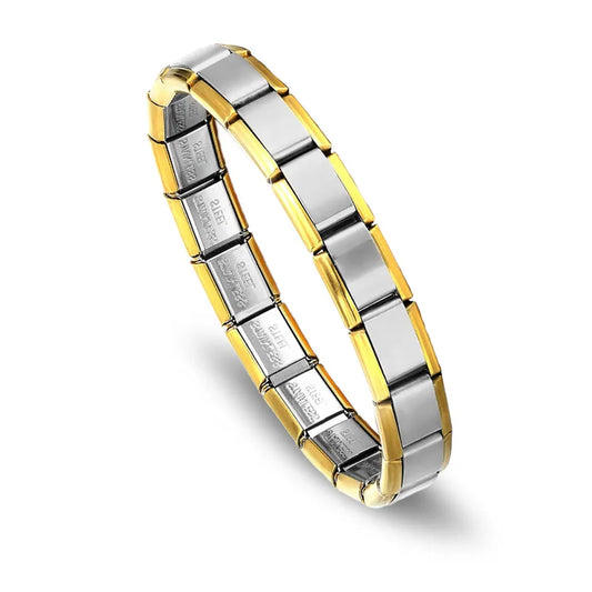 Pulsera italiana mix plateado con orilla dorada