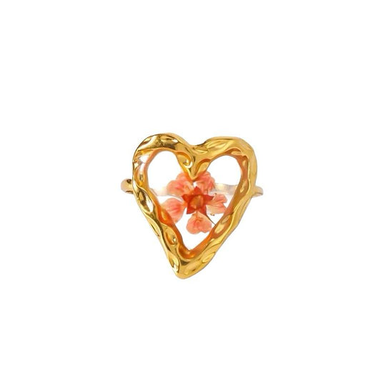 Anillo corazon margarita rosa